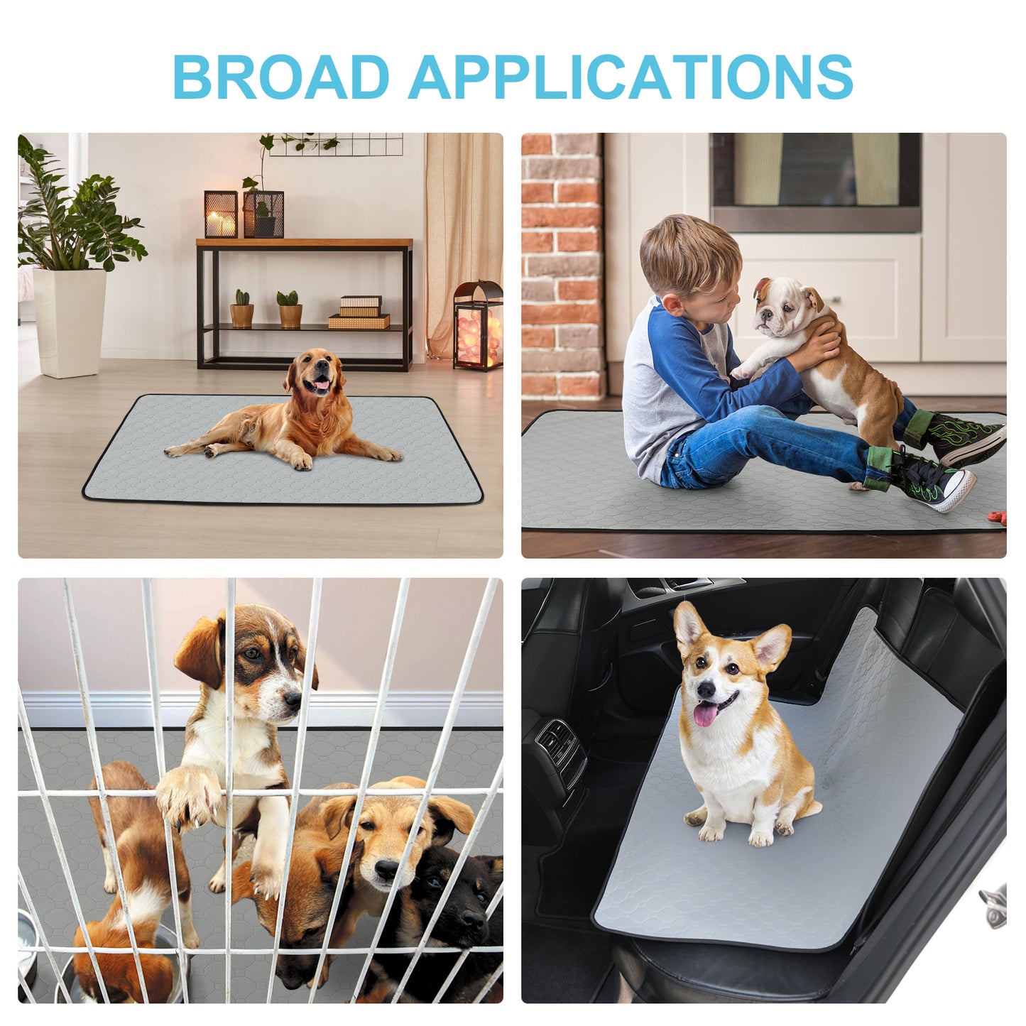 Bright Paws Washable Pee Pads for Dogs, Pee Pads Waterproof Potty Training Pad for Dogs, Oversized120*90cm(47.2"x35.4"), Rusableable Pee Pads Non-Slip Pee Pad Suitable for Puppies and Cats,Grey 1 Pack