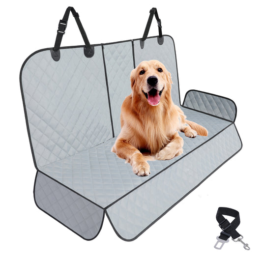 Bright Paws Dog Car Seat Covers Pet Seat Cover, Waterproof Nonslip Bench Rear Seat Cover Compatible for The Center Armrest Fits Most Cars, Trucks and SUVs MPVs, Bucket & Bench Available Bonus 1 Seat Belts