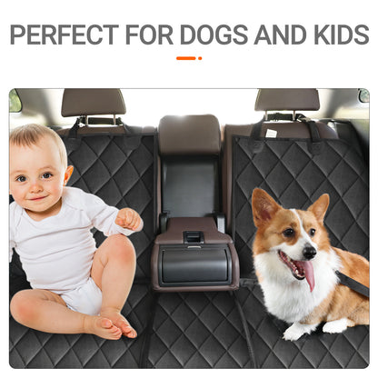 Bright Paws Dog Car Seat Covers Pet Seat Cover, Waterproof Nonslip Bench Rear Seat Cover Compatible for The Center Armrest Fits Most Cars, Trucks and SUVs MPVs, Bucket & Bench Available Bonus 1 Seat Belts