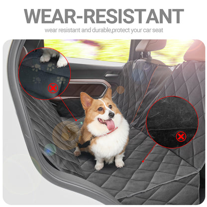 Bright Paws Dog Car Seat Cover, Large Pet Car Rear Seat Protectors with Mesh Viewing Window, Back Dog Car Seat Cover,2 Seat Belt, Non-Scratch Waterproof Nonslip Dog Hammock for Cars Trucks and SUV