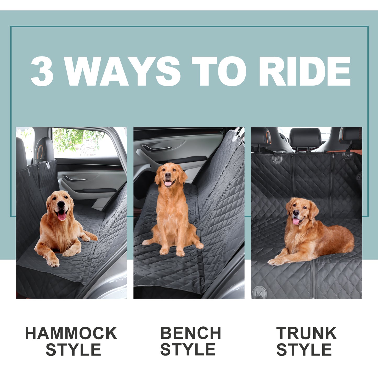 Bright paws Dog car Seat Covers of Back Seat Cars/Trucks/SUV-Universal Size 58" x 54", Waterproof,Hammock Style,Side Flaps, Non-Slip, 2 Pockets, Machine Washable Pet Car Seat Protection - Bonus 1 Seat Belts