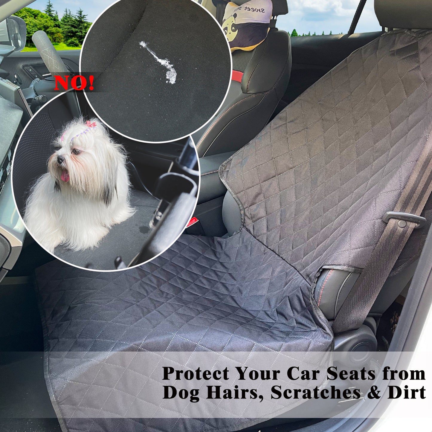 Bright Paws Waterproof and Comfortable Front Dog Seat Cover - Universal Size for Most Cars, SUVs & MPVs, with Anti-Slip Backing and Quilted 600 Denier Oxford Fabric