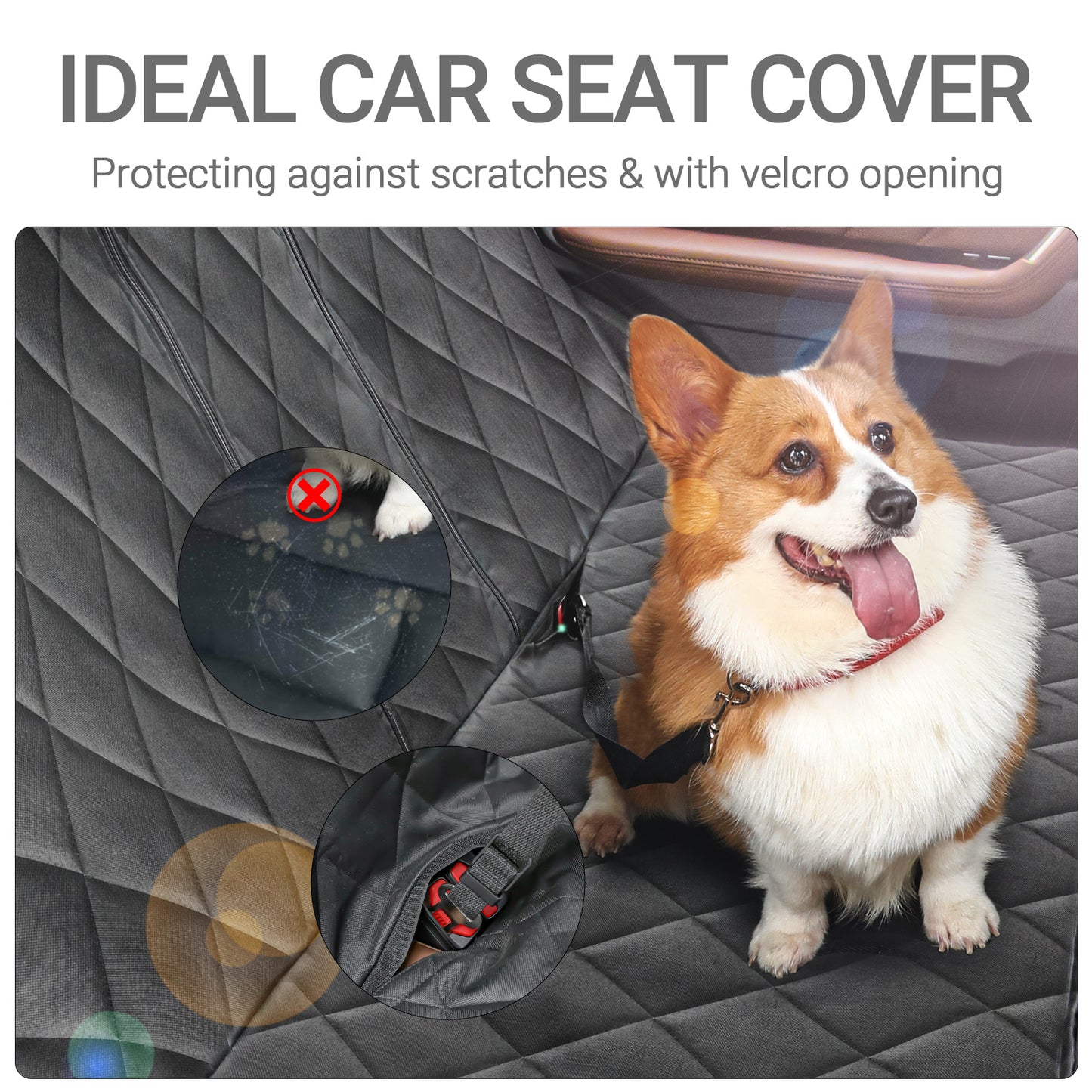 Bright Paws Dog Car Seat Covers Pet Seat Cover, Waterproof Nonslip Bench Rear Seat Cover Compatible for The Center Armrest Fits Most Cars, Trucks and SUVs MPVs, Bucket & Bench Available Bonus 1 Seat Belts