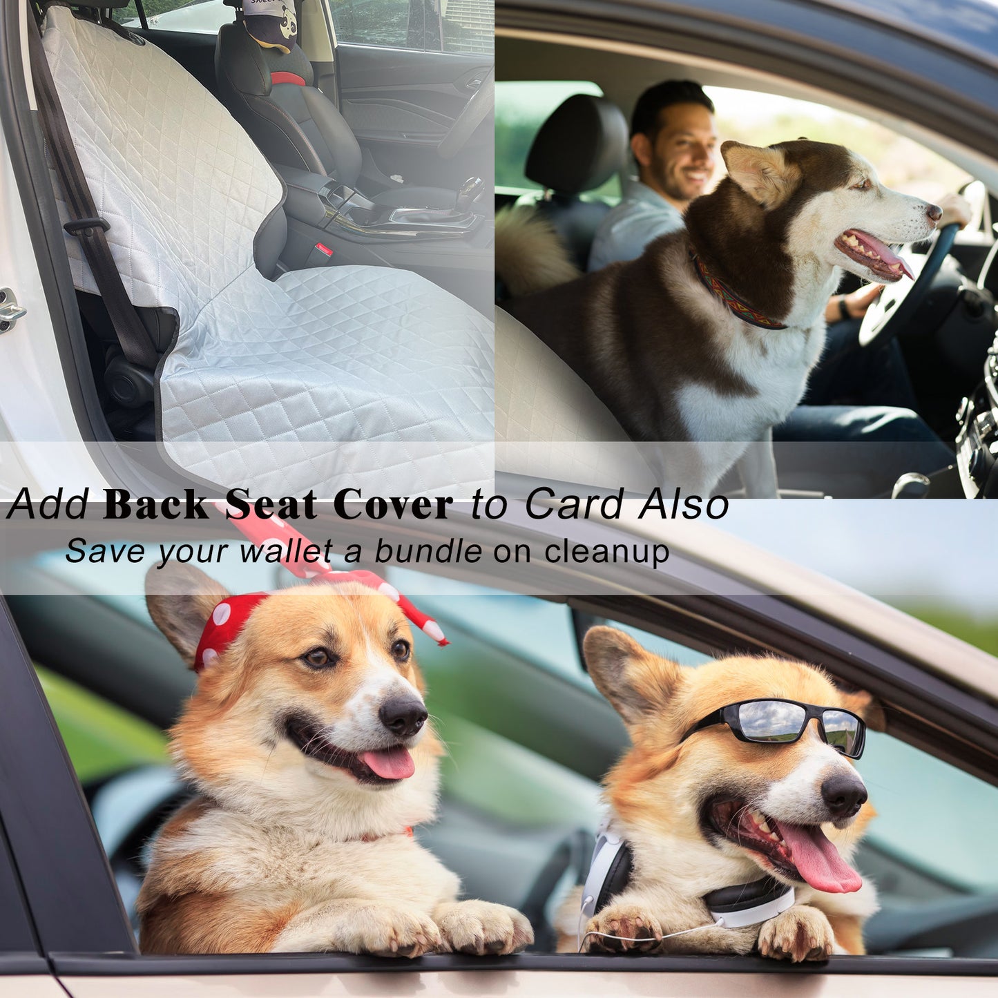 Waterproof and Comfortable Front Dog Seat Cover - Universal Size for Most Cars, SUVs & MPVs, with Anti-Slip Backing and Quilted 600 Denier Oxford Fabric